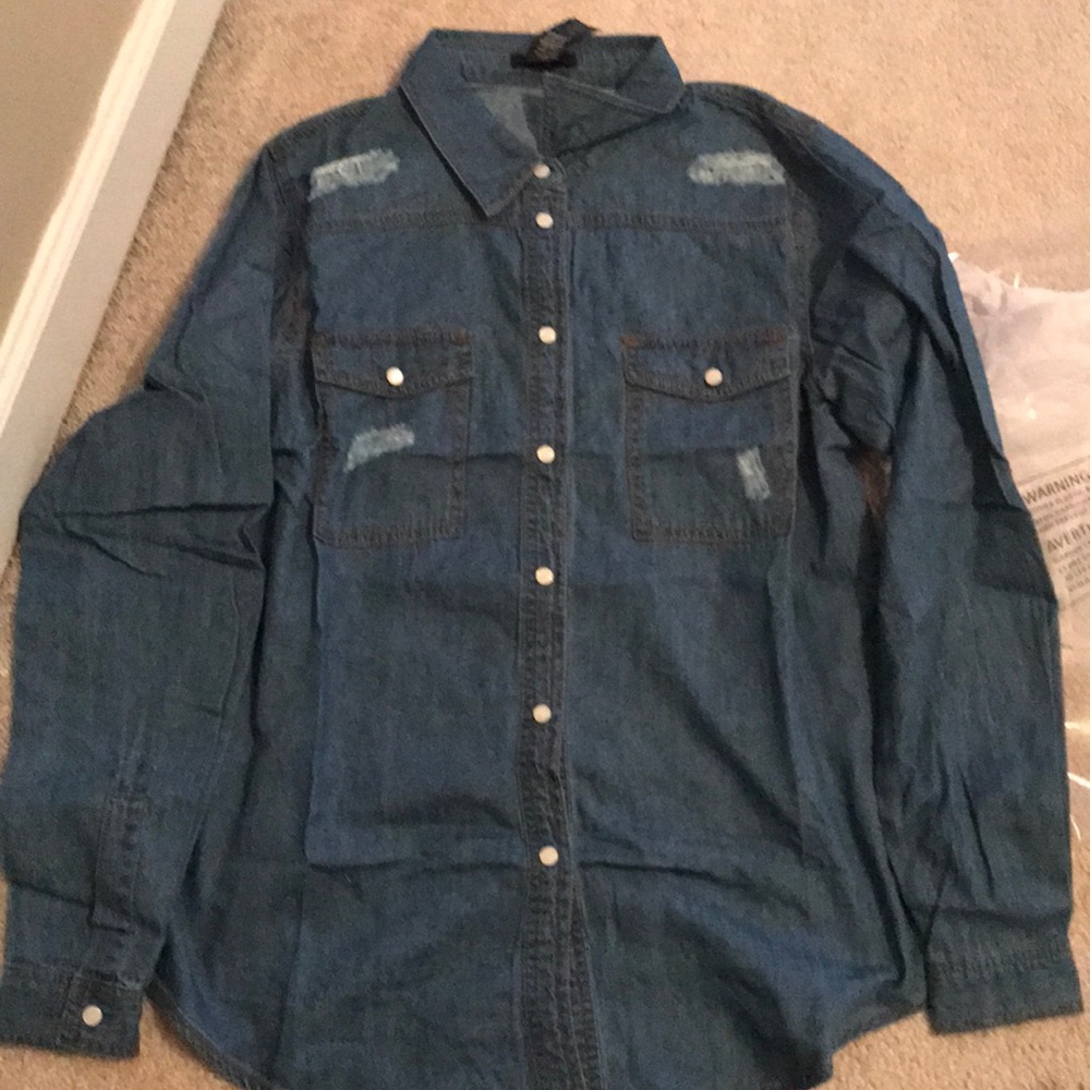 Back Trop Top Chambray Shirt